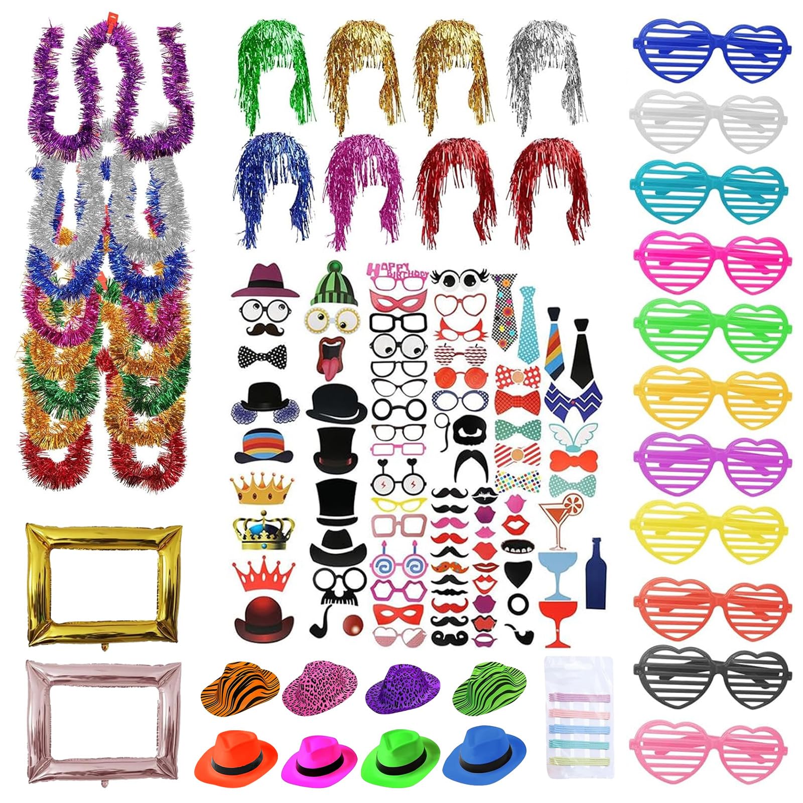 146 pièces Accessoires de décoration pour boîte photo de fête, Accessoires de décoration pour boîte photo de fête, Accessoires pour cabine photo - Accessoires de fête pour mariage, Halloween, Noël