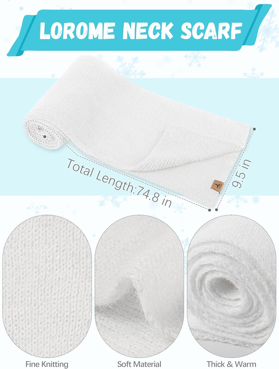 Winter Beanie Hat Scarf Gloves, Warm Fleece Knit Hat Long Scarf Neck Warmer Touch Screen Winter Gloves Set Gifts for Women - Image 3