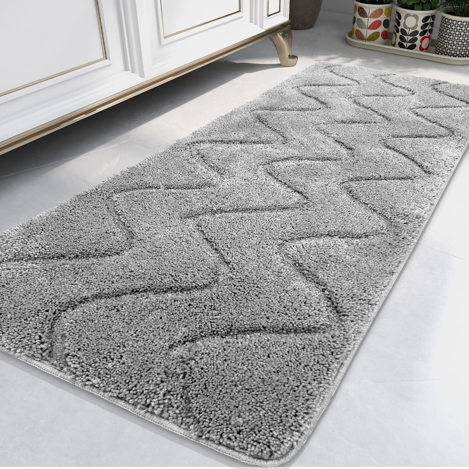 Gray Bathroom Runner Rugs - Bath Mats for Bathroom Non Slip Machine ...