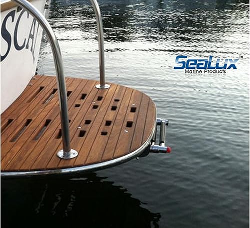 Miniatura 3 de SeaLux - Escalera de natación telescópica de acero inoxidable para embarque con 3 escalones