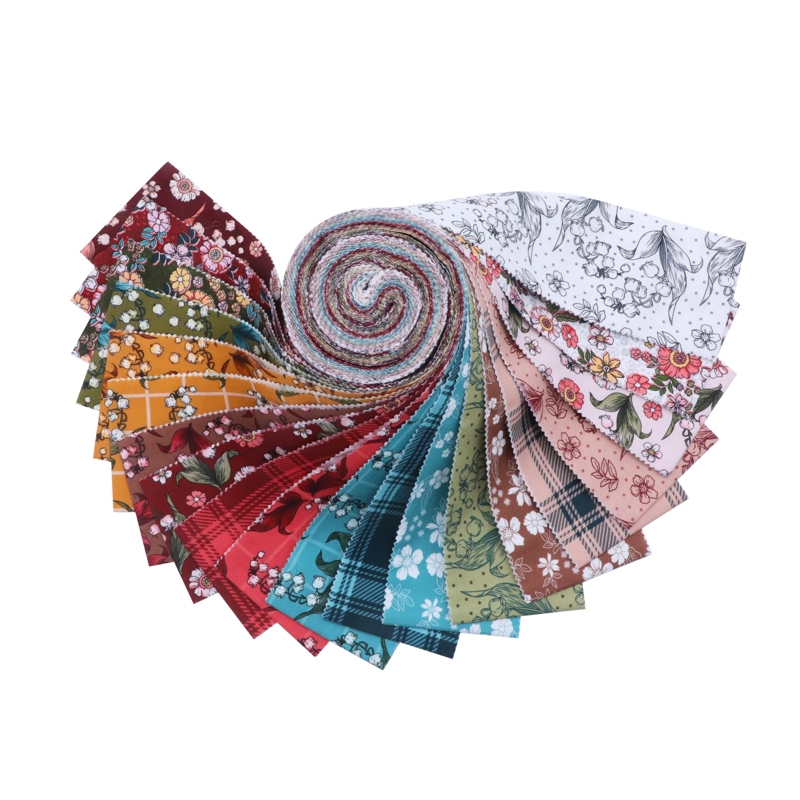 Craftsfabrics Multi-Color Timeworn Petals Jelly Roll – 20Pcs 2.5” X 44” Precut Cotton Strips | Quilting, Patchwork, Sewing & Diy Crafts Fabric Roll (100% Cotton, 150Gsm)