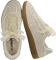 Cushionaire Belinda Women's Lace Detail Casual Sneakers - Elegant Ribbon Lace-Up with Memory Foam Comfort