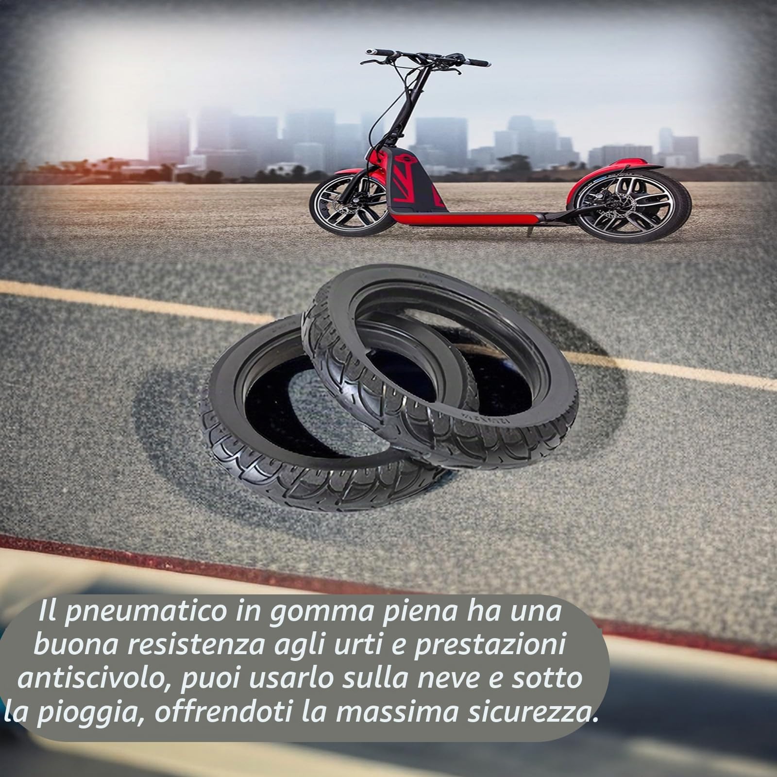 2 Pezzi Pneumatici solidi per scooter da 12 pollici, 12 1/2 x 2 1/4 (57-203) Ruote di Ricambio per E-Bike Scooter
