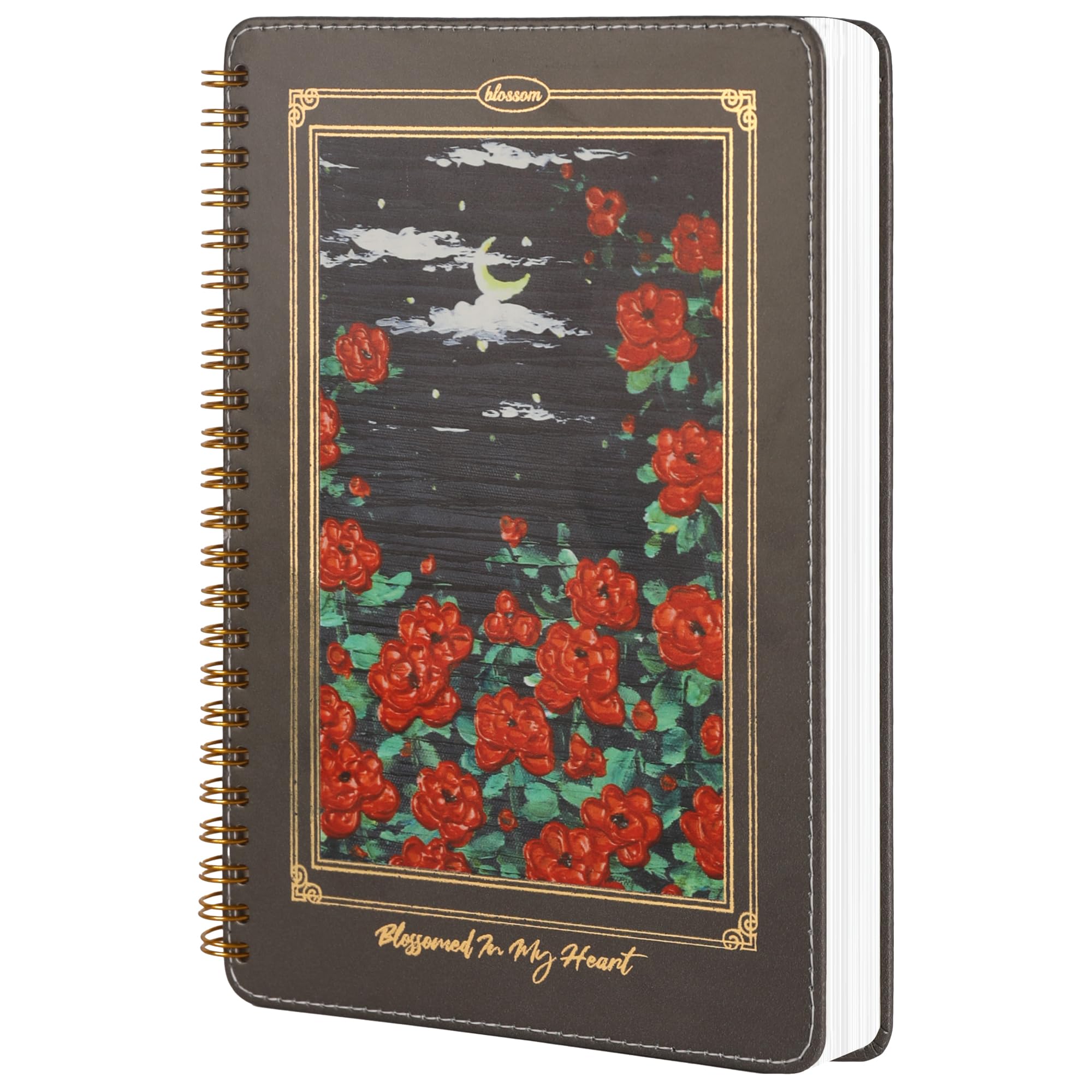 MGGAO Spiral Notebook for Women Girls, A5 Faux Leather Hardcover Notebooks