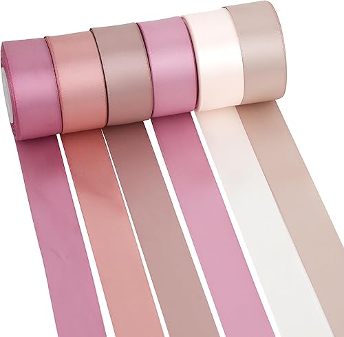 Miniatura 23 de MAYREEL - Cinta de raso burdeos de 1 pulgada, cinta de color rojo oscuro granate para envolver regalos, manualidades, bodas, despedidas de soltera