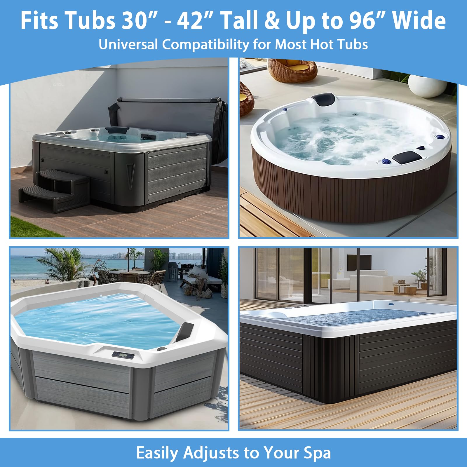 Utheer Verbesserter verstellbarer Whirlpool-Abdeckungsheber mit hydraulischem Heber, bohrfreier klappbarer Spa-Abdeckungslift mit Dual-Direction-Bodenplatte und optionalem Bodenanker für In-Ground
