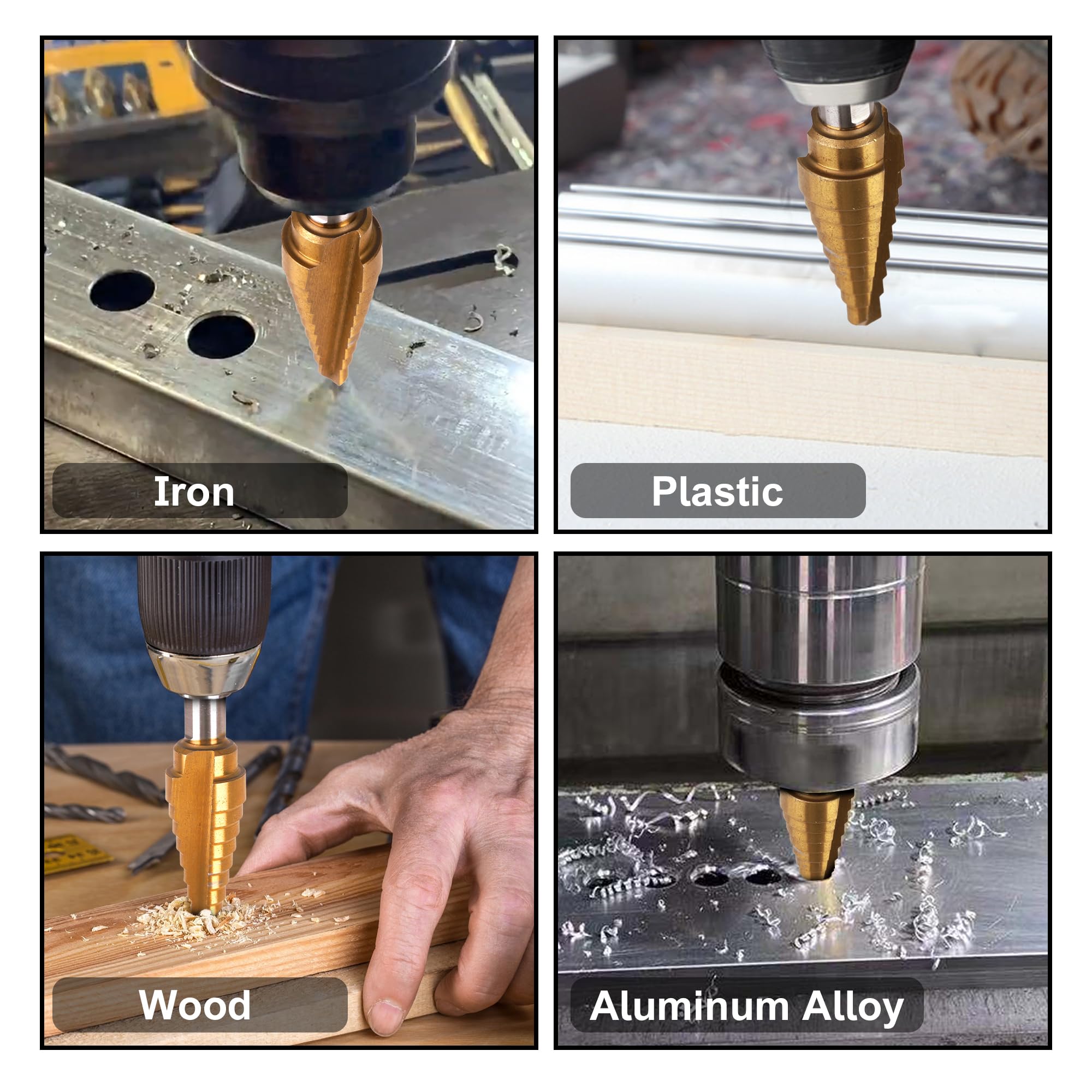 Yougfin Step Drill Bits - 3 Piece HSS Titanium Set -6