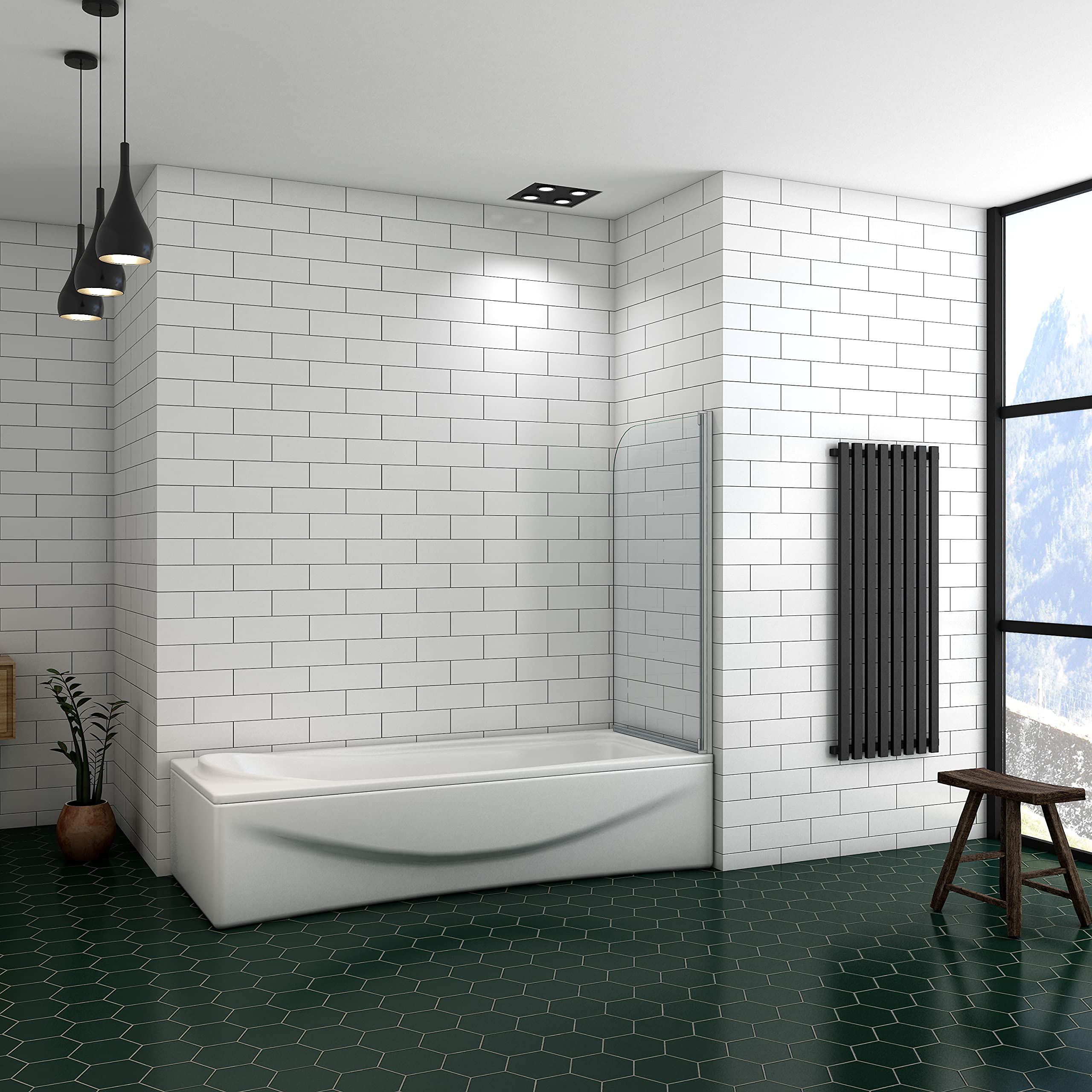 Ducha Casa 140x70cm Mampara de bañera abatible, Aluminio mate, Cristal 4mm templado