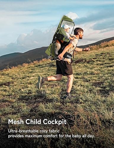 Miniatura 7 de besrey Mochila transportadora para bebé, mochila de senderismo para niños pequeños con asiento de seguridad de 3 alturas, correas ajustables y