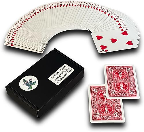 Miniatura 14 de Ted's Sterling Magic Kit de truco de bicicleta unidireccional con 52 tarjetas idénticas, corazones de espalda roja (Queen)