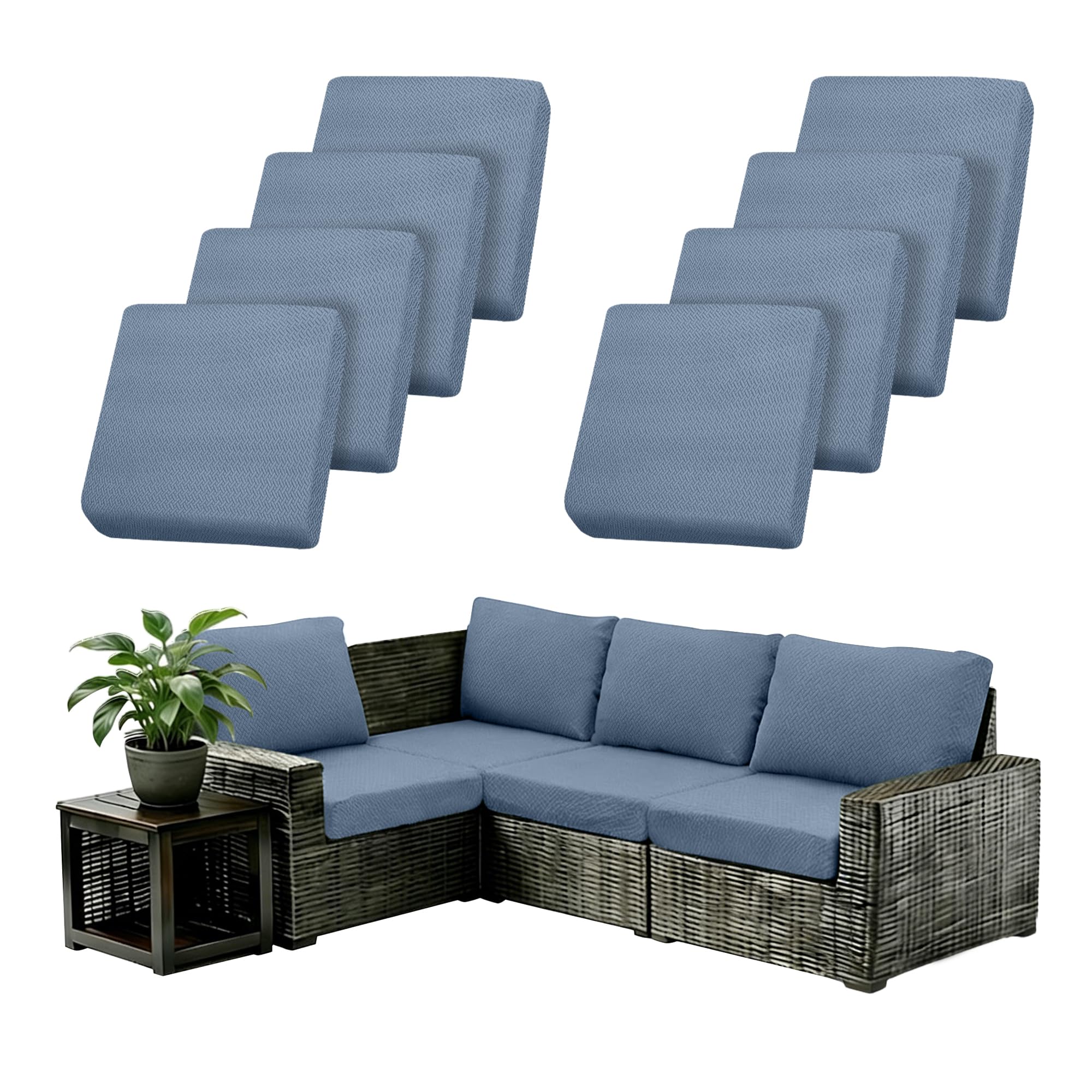 8Pcs Outdoor Cushion Covers Stretch Outdoor Furniture Slipcovers