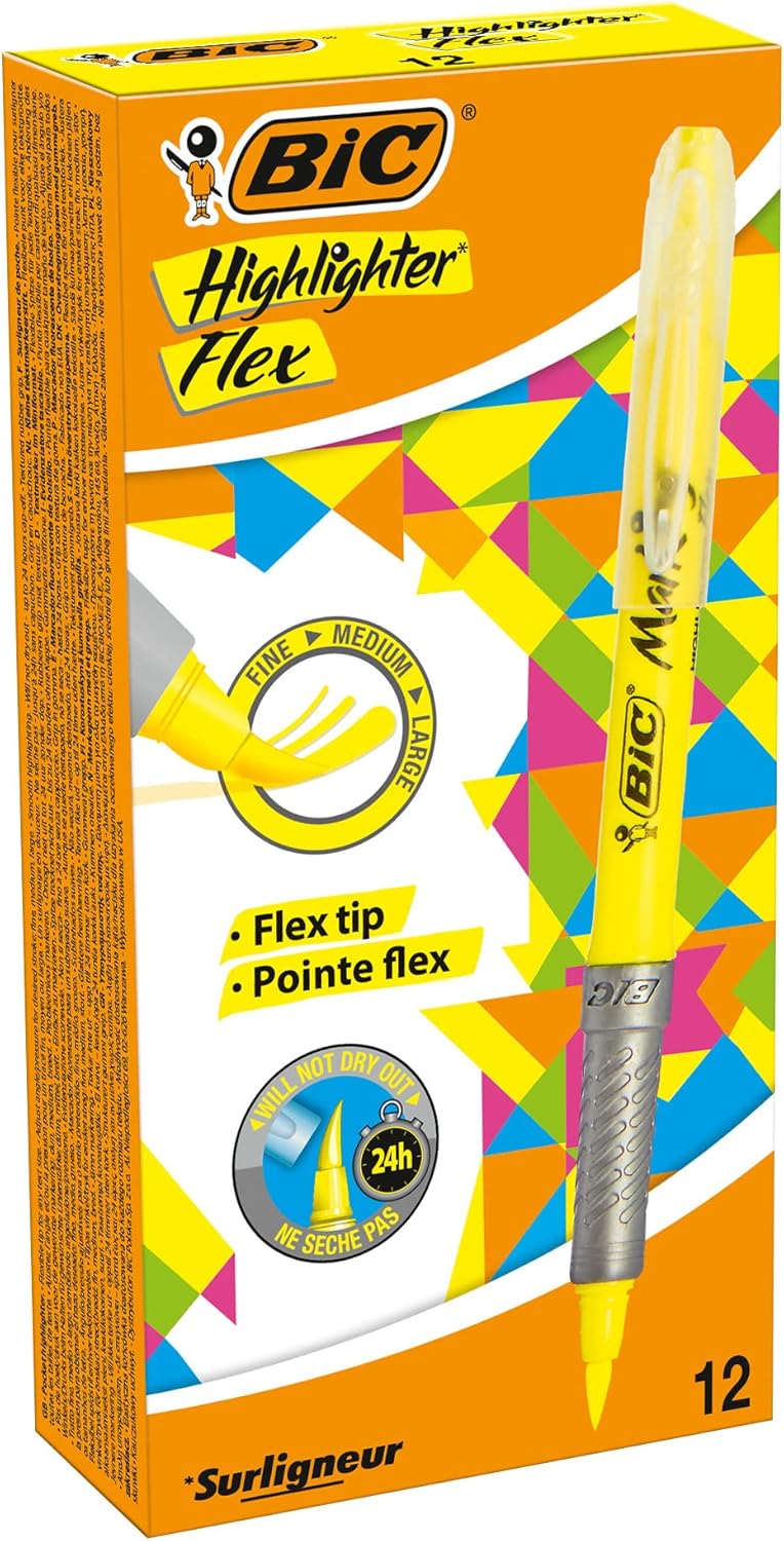 BIC 12 Pack Flex Highlighter – Yellow BIC 12 Pack Flex Highlighter – Yellow