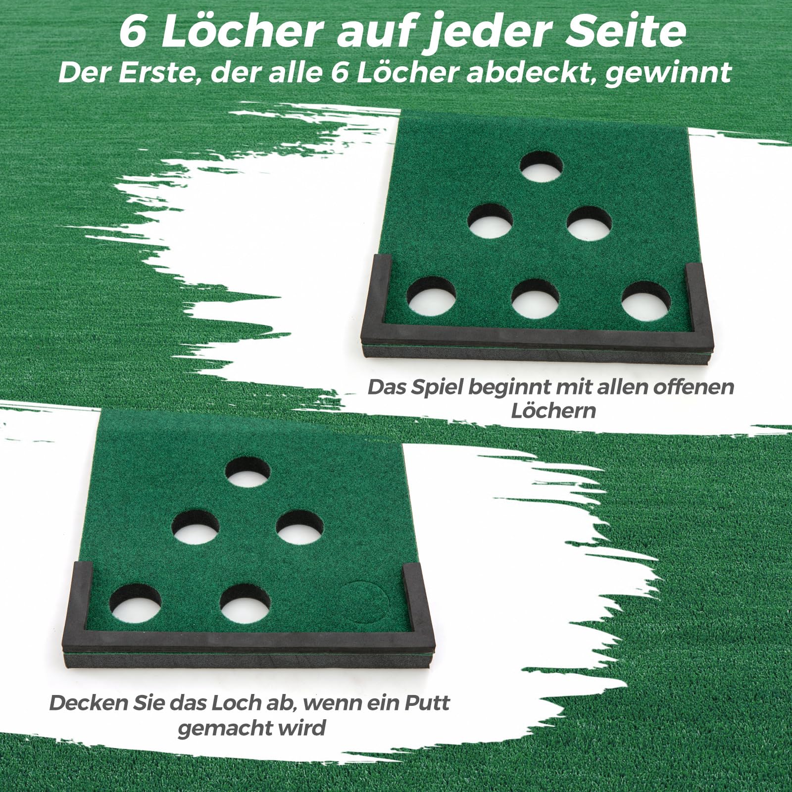 GOPLUS Puttingmatte Set, Golf Trainingshilfen mit verstellbaren Puttern, Bällen, Lochabdeckungen, Golftrainermatte mit Tragetasche, für Zuhause und Büro, für Party, Familie & Freunde