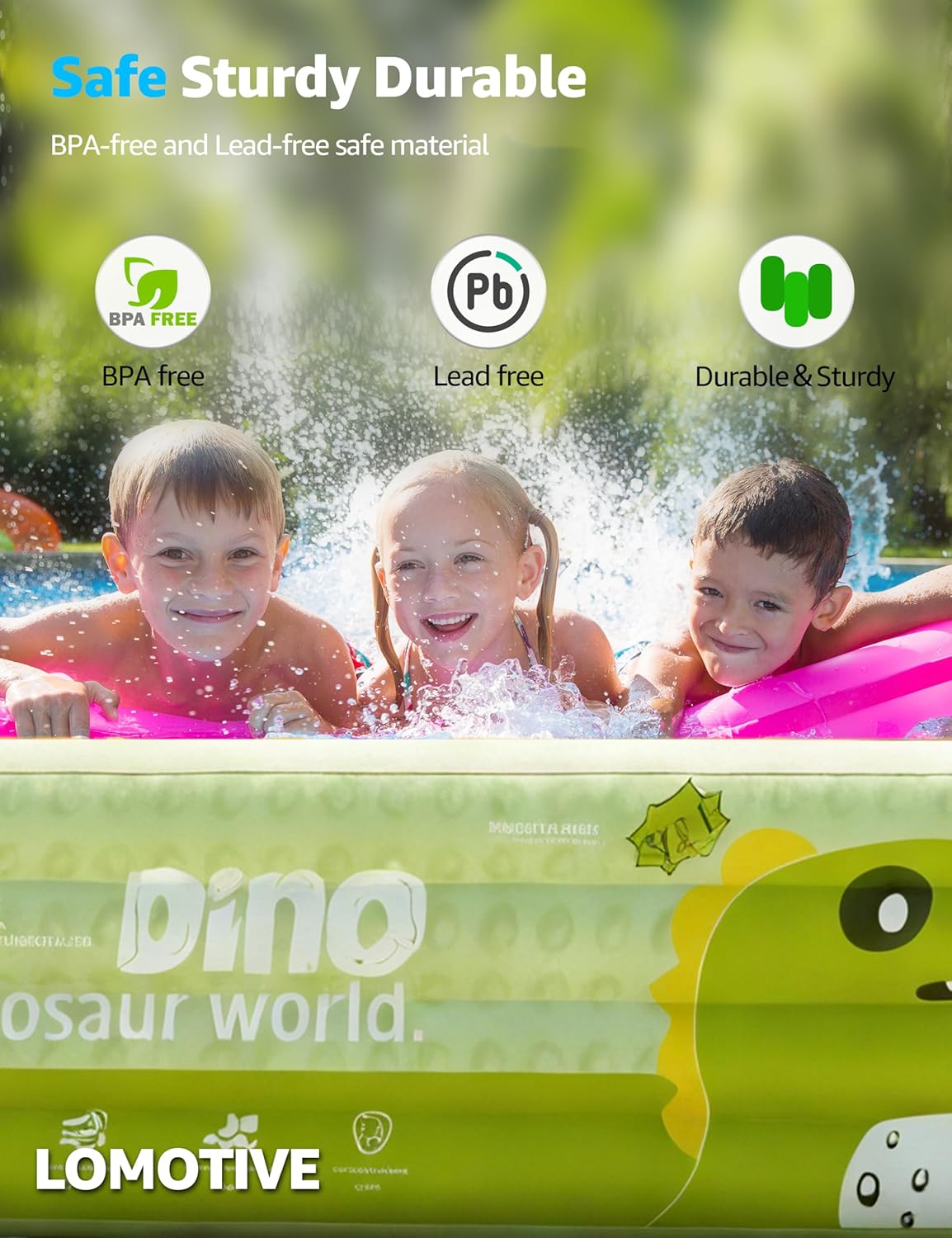 120" Large Inflatable Pool with Removable Canopy, 4-Layer Blow Up Pool (Stronger Than 3-Layer), 0.32mm Heavy Duty PVC, Family Durable Swimming Pool for Adults Kids Pets Backyard Summer Green