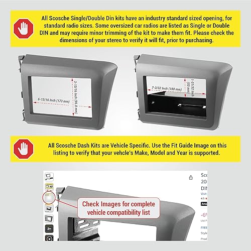 Miniatura 2 de Scosche HA1713B Compatible con Honda Civic ISO doble DIN y DIN+Pocket Dash Kit Negro