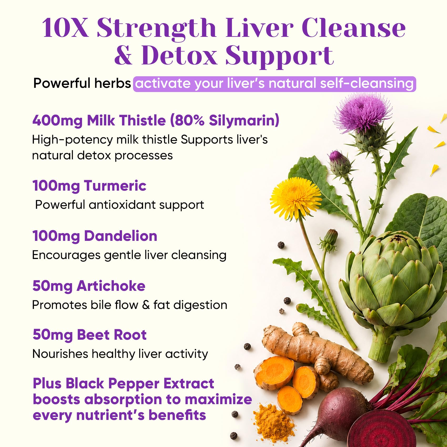 Liver Cleanse Detox & Repair, Milk Thistle(80% Silymarin) with NAC,Turmeric — Amazon image 3