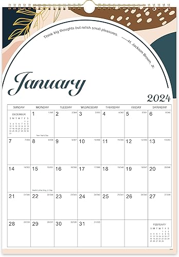 Urneeds Calendario 2024 Calendario de pared 2024, de enero a diciembre de 2024, 12 x 17.5 pulgadas, calendario mensual vertical 2024 con fecha