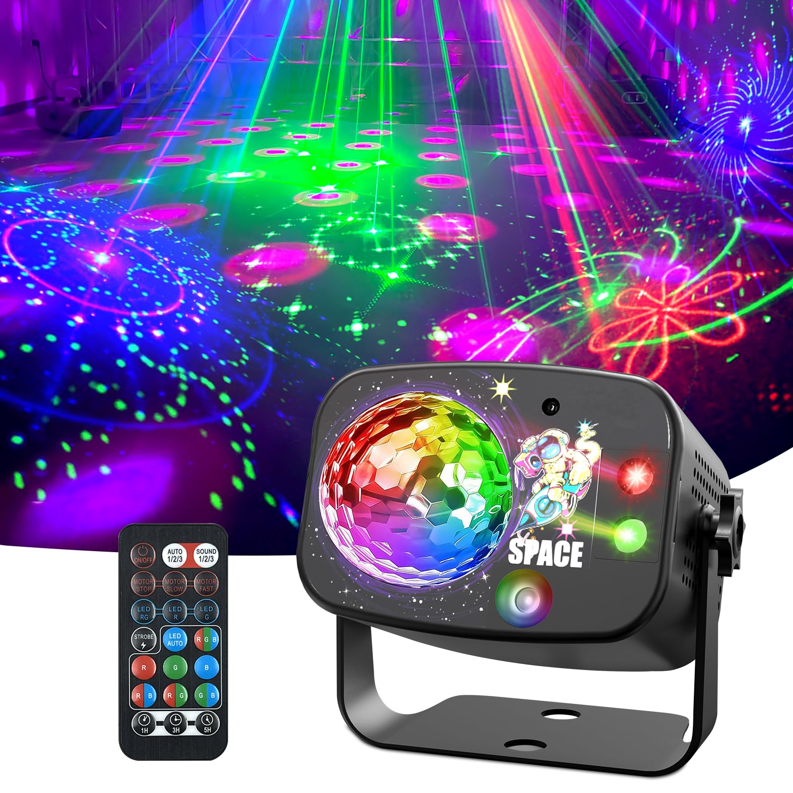 Disco Party Lights, Strobe Light for Parties, RGB 3 Lights Sound Activated DJ Stage Lights for Party Birthday Christmas Gift Wedding Karaoke KTV Bar Club Pub Home Room Halloween Decorations