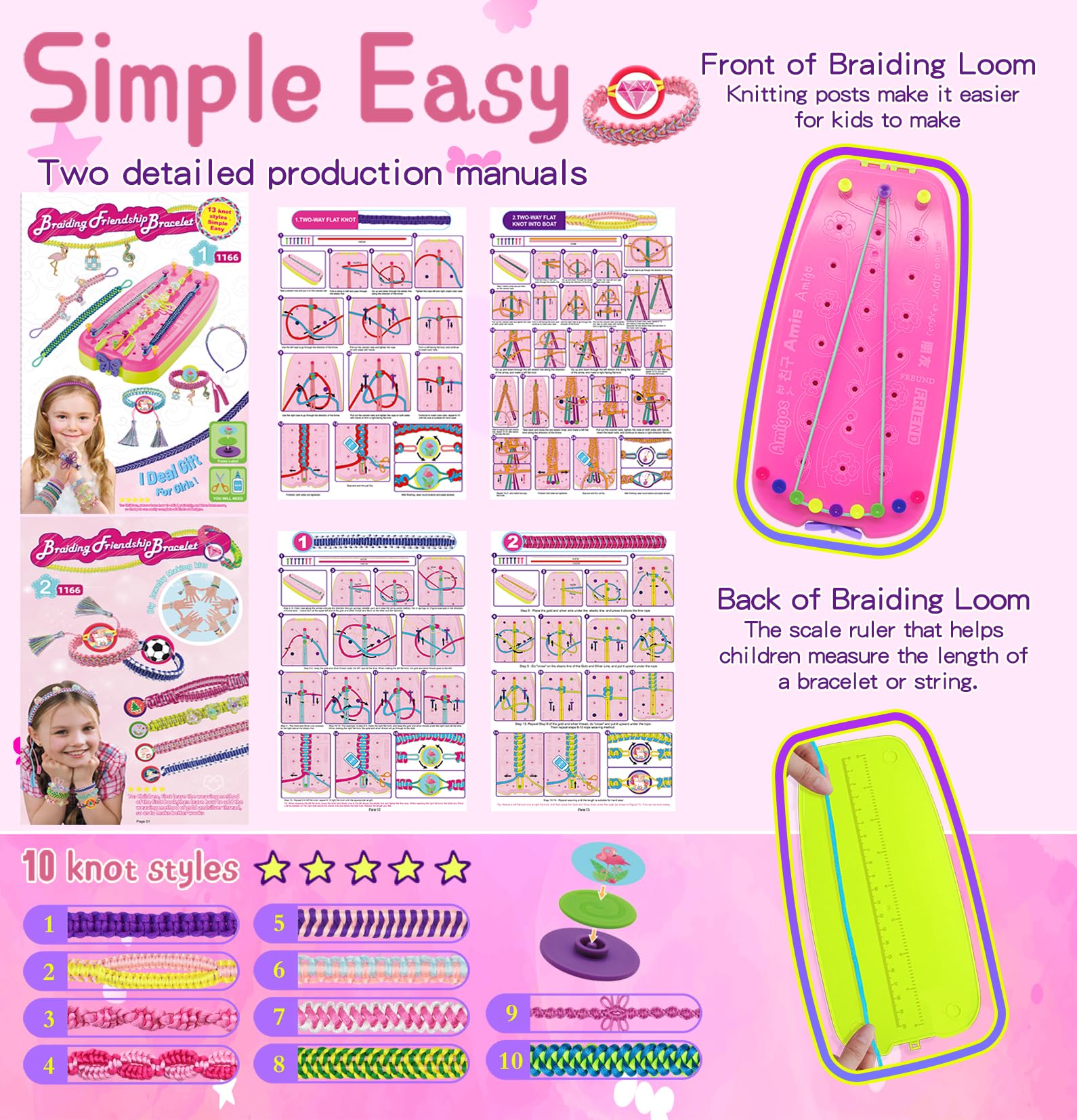 Friendship Bracelet Making Kit For Girls - DIY Jewelry Craft Set With 12 Bracelets & Charms