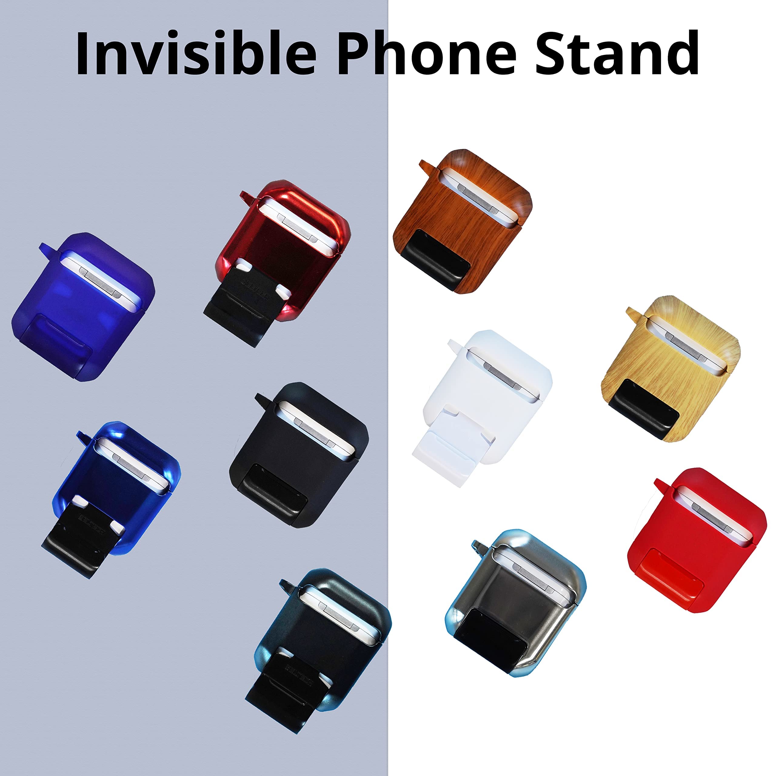 Coque AirPods Avec Support Téléphone Intégré - Compatible AirPods Série 1 Et 2 - Protection Anti-choc TPU+PC - Mousqueton Inclus - 12
