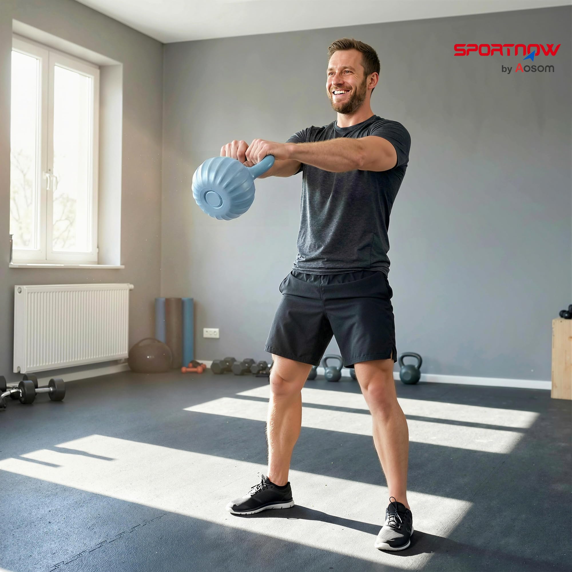 SPORTNOW Kettlebell 10/12/14 kg, Hantel mit rutschfestem Griff, Kugelhantel, Krafttraining, Workout, für Fitnessstudio, Blau