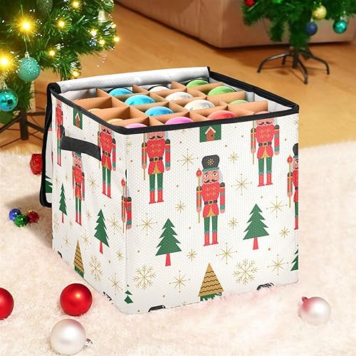 Kigai Caja de almacenamiento de cascanueces de Navidad con cremallera y divisores ajustables de 13 x 13 pulgadas, accesorios de decoración de