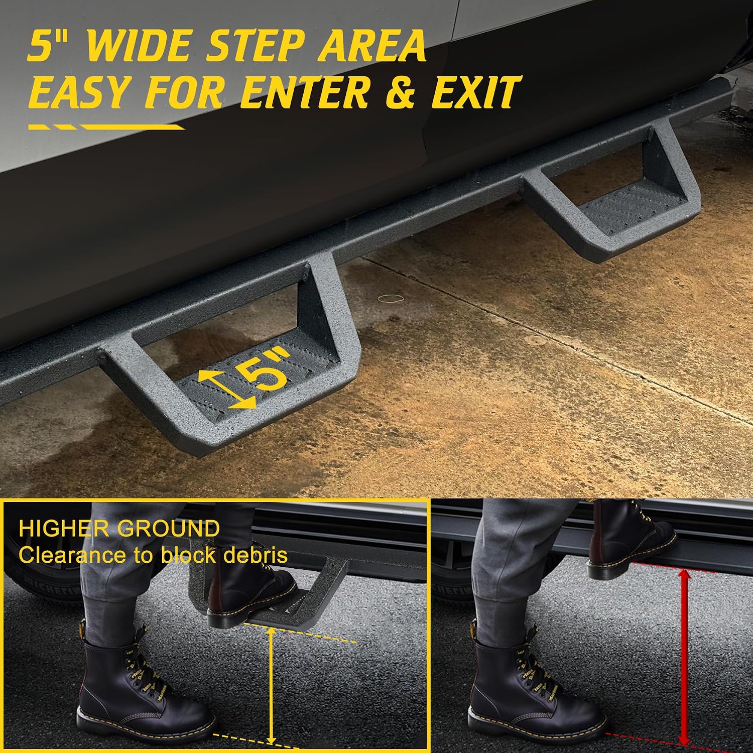 Running Boards Fit for Dodge Ram 1500 Crew Cab 2009-2018 (Including 2019-2025 Classic), 5 Inch Drop Down Side Step Nerf Bars Rock Sliders Rails Fit for Ram 2500 3500 Crew Cab 2010-2025