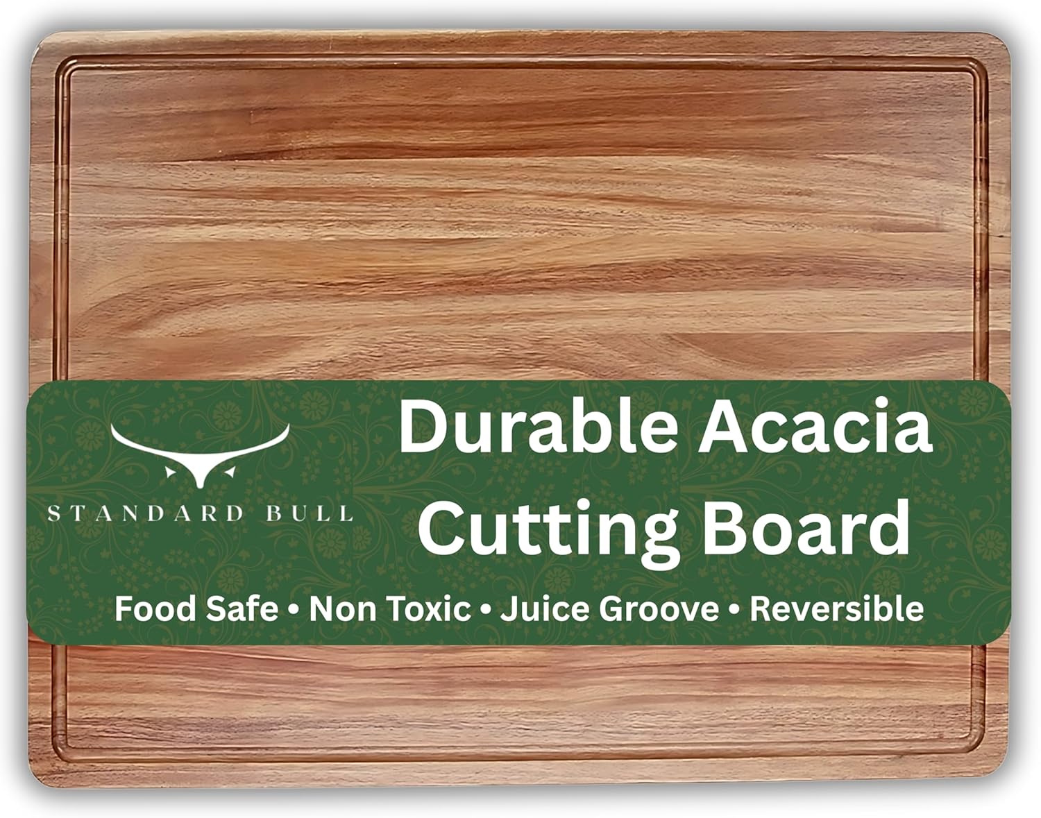 Durable Non Toxic Acacia Wood Cutting Board  Premium Large & Reversible Cutting Boards for Kitchen - Mess-Free Cooking with Juice Groove
