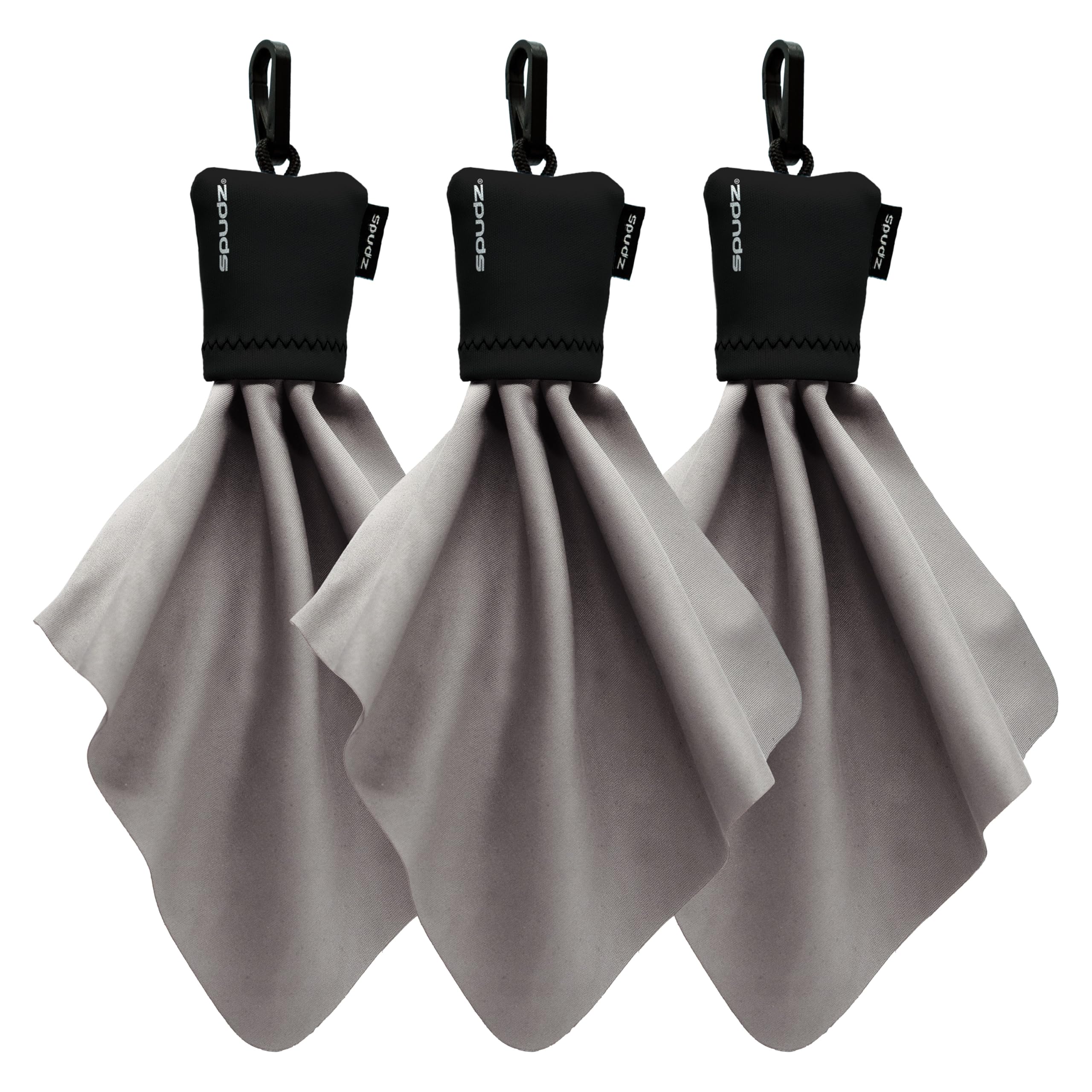 SPUDZ Classic | 6" x 6" Microfiber Towels w/Neoprene Pouches | Premium Microfiber Cleaning Cloths for Laptops, Lenses, Cameras, Screens, and More | G10 (3-Pack)
