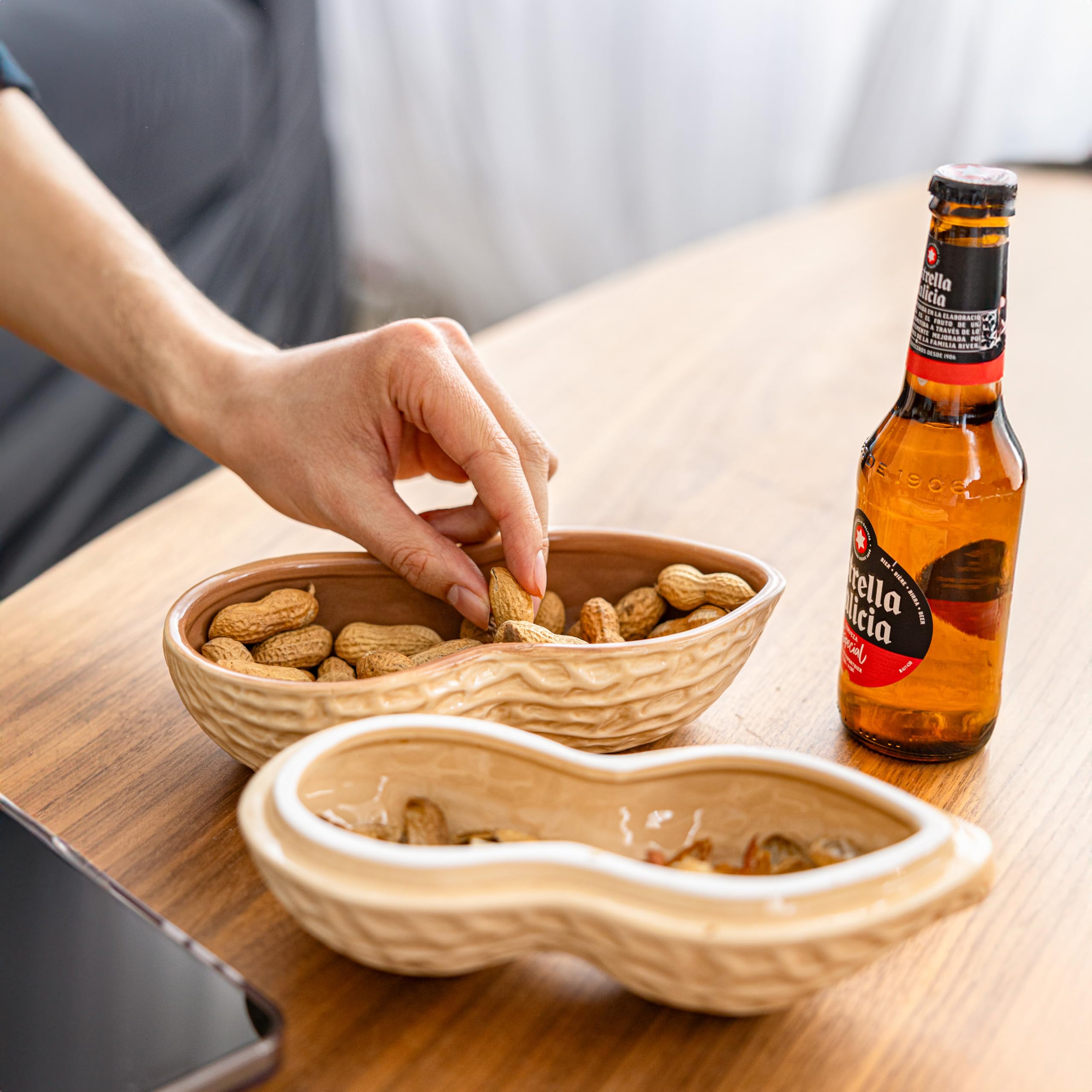 Fisura – Bowl para aperitivos. Cuenco aperitivo original. Plato para snacks con forma de cacahuete. Bowl cacahuete. Bol para frutos secos. 20 x 12 centímetros.… (Cacahuete)