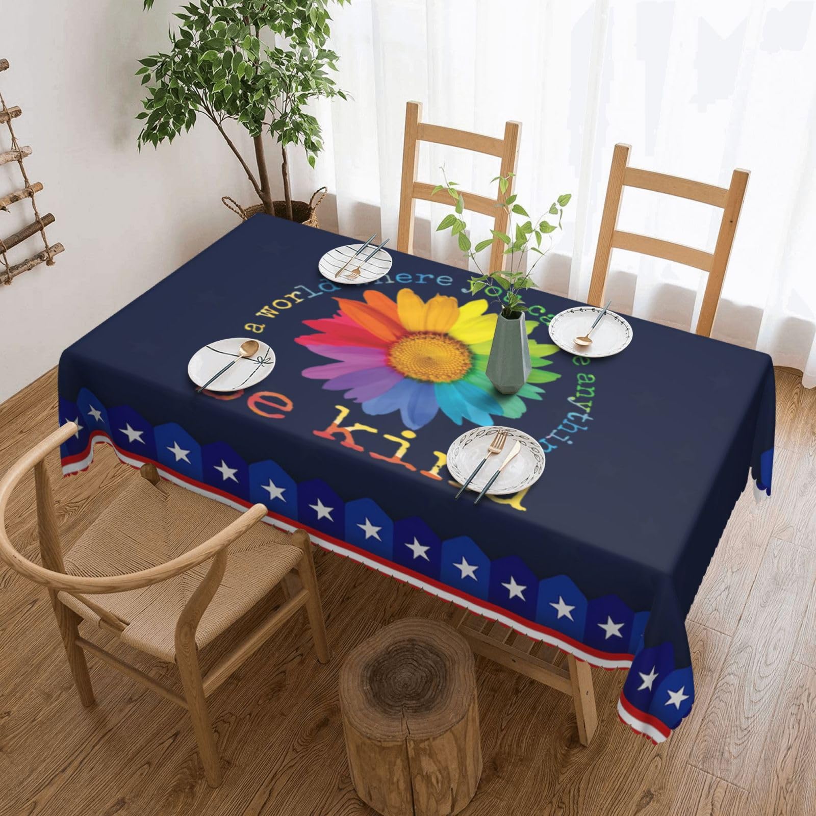 SMAZDFXX in A World Where You Can Be Anything Be Kind LGBT 54 x 72in Table Cloth,Polyester Rectangle Tablecloth for Kitchen Dining