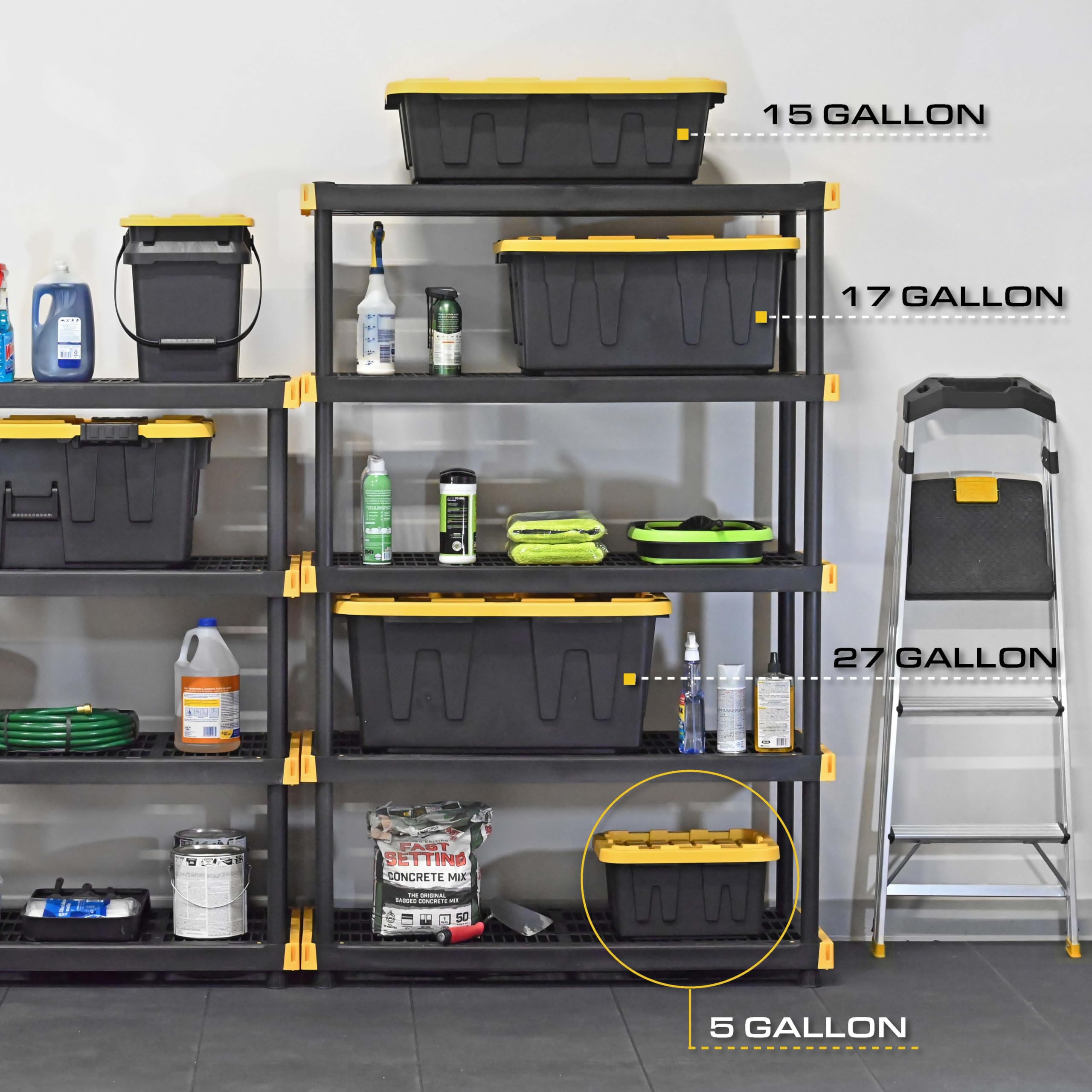 Amazon.com: BLACK & YELLOW, 17-Gallon Heavy Duty Storage Bins with