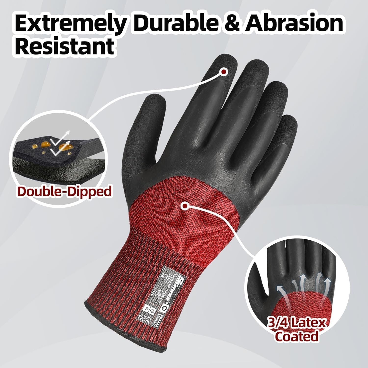 Schwer 6 Pairs Winter Work Gloves with 3/4 Double-Dipped Coating, Thermal Insulated Gloves with Grip & Abrasion Resistance, ANSI A2 Cut Resistant Warm Glove for Cold Weather, Snow, XL, CR3313