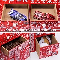Vista 6 de Juegoal Calendario de Adviento rojo con cuenta regresiva de 24 cajones para Navidad, Adviento de madera recargable, 15 pulgadas de alto