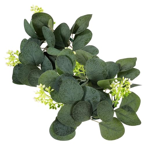 LIFKOME 2pcs Eucalyptus Candle Wreaths Faux Leaf Centerpieces for Table
