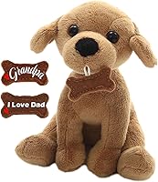 Vista 1 de Plushland Perro de peluche personalizado con mensaje de texto personalizado para padres, los mejores regalos de súper cumpleaños para papá