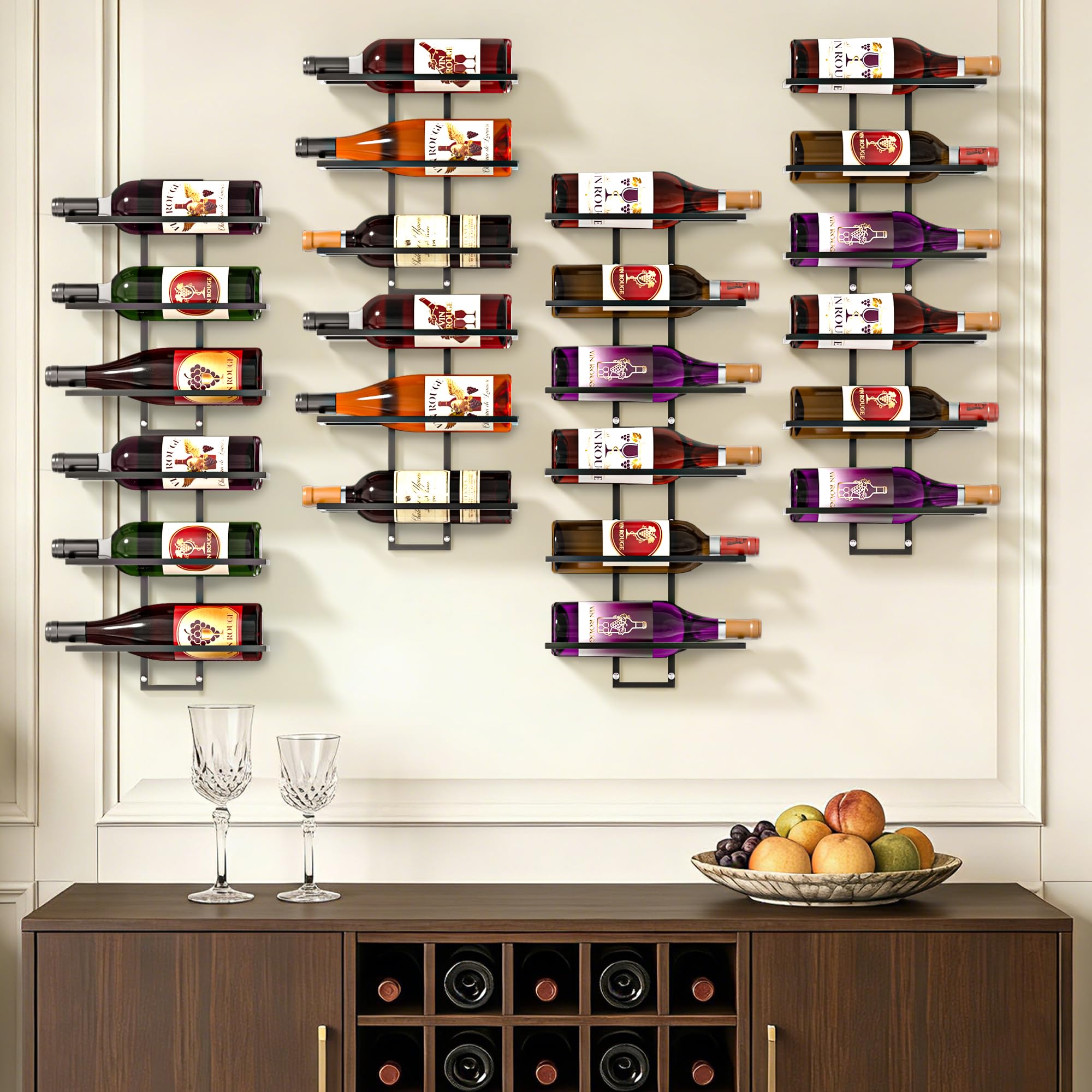 Weinregal Wand für 24 Flaschen, Weinregal Metall, Flaschenregal Geeignet für Hausbar, Küche, Restaurant und Weinkeller