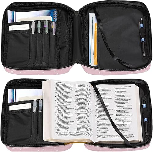 Miniatura 3 de Funda de Biblia con diseño de flores para niñas y mujeres, fundas protectoras para la Biblia para hombres, con asa y bolsillo con cremallera, bolsa