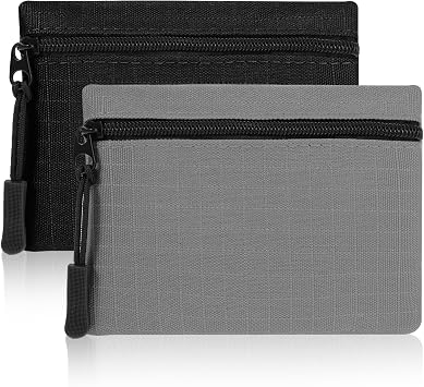 2-Pack Coin Purse Pouch, Portable Coin Bag Oxford Cloth Water Proof Wallet Slim Zipped Mini Coin Pouch for Women Men