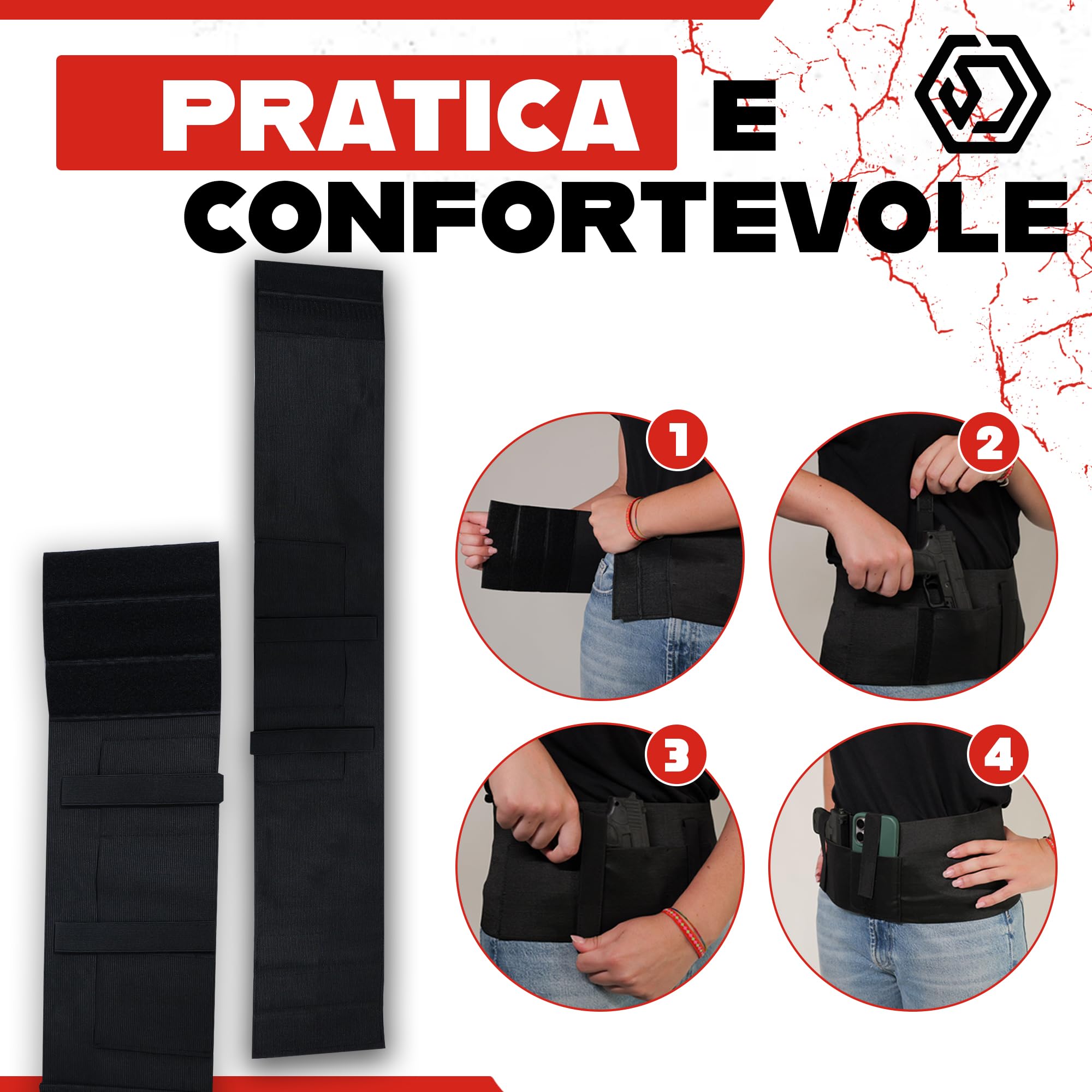 Fondina Pistola Nascosta Elastica Universale - Cintura Tattica Antiscippo Multiuso anche per Telefono, Portafoglio e Chiavi