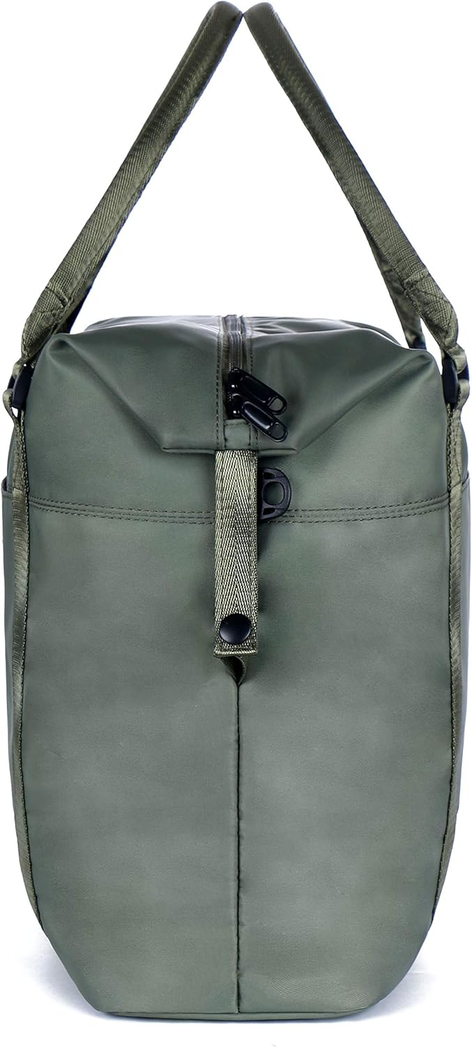 Unisex Large Travel Shoulder Weekender Overnight Bag Handbag Gym Tote Bag with Trolley Sleeve (Army Green)