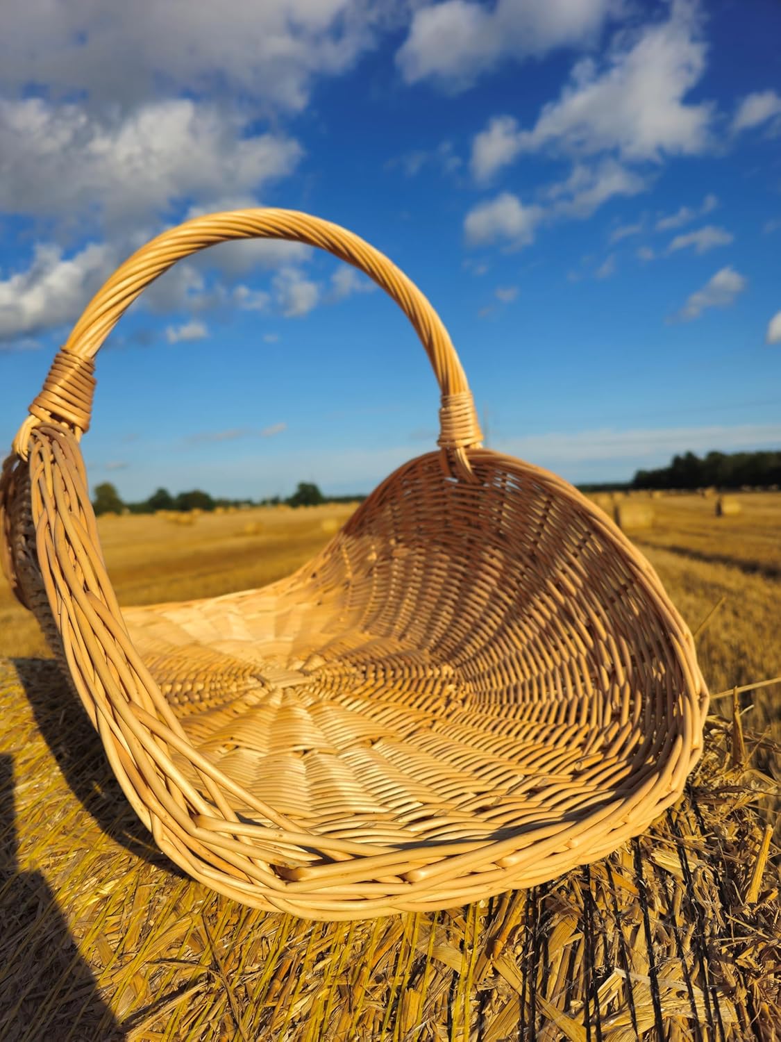 Handwoven Wicker Basket – Rustic Flower Girl Wedding Basket with Oval Handle – 57 x 40 x 34 cm (22.4 x 15.7 x 13.4 in) (#2)