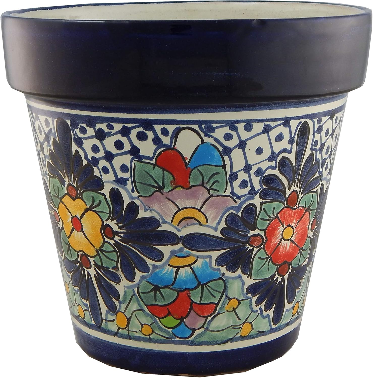 Mexican Talavera Planter Ceramic Flower Pot Folk Art Pottery Garden Handmade #24