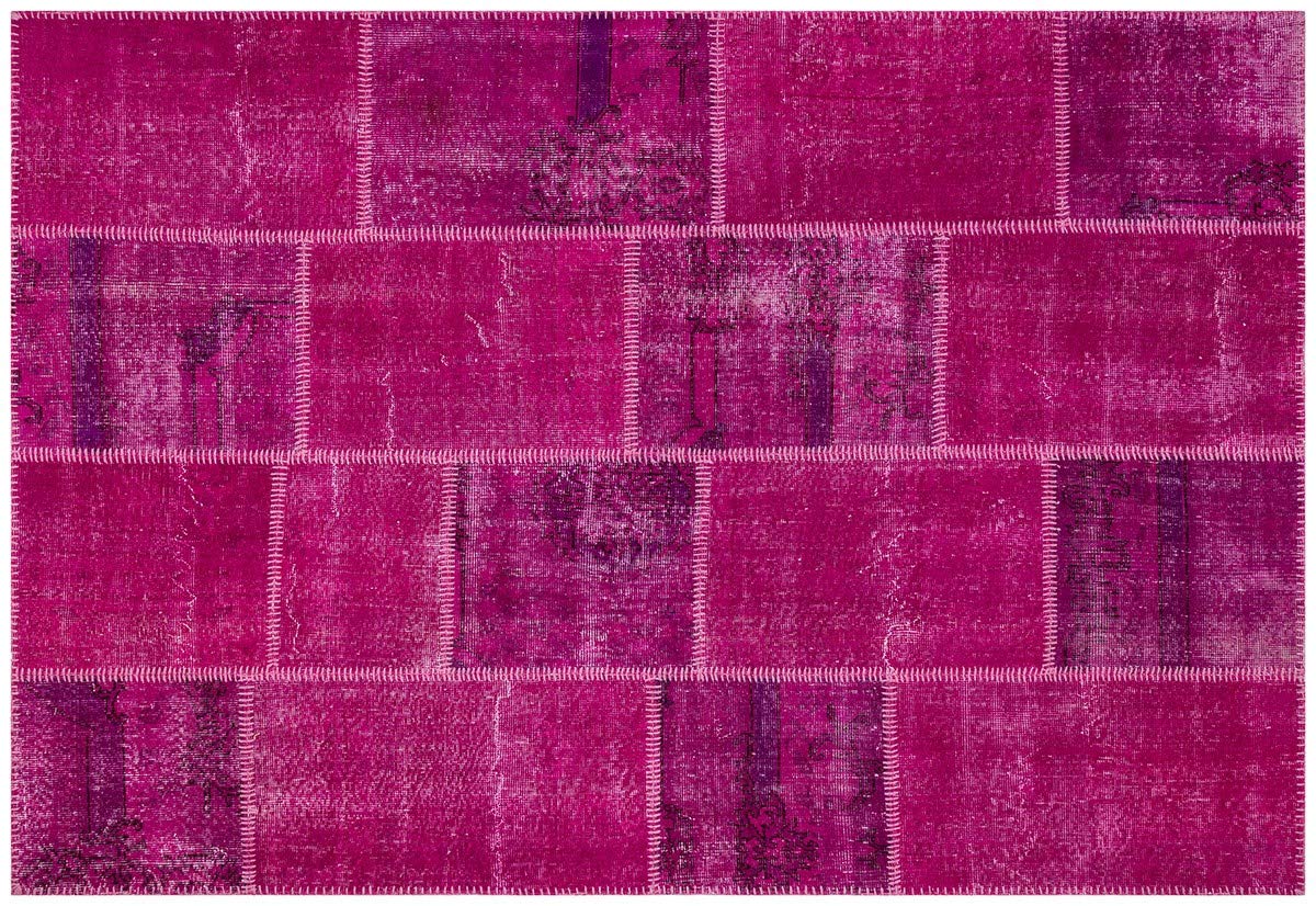 Tapis patchwork turc ALLMODE en laine rose pour grand salon chaleureux et bohème chic