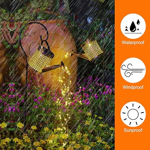 Miniatura 3 de Luz solar para regadera, luces solares de hadas para exteriores, impermeables, colgantes con energía solar, linterna de jardín, decoración de luces