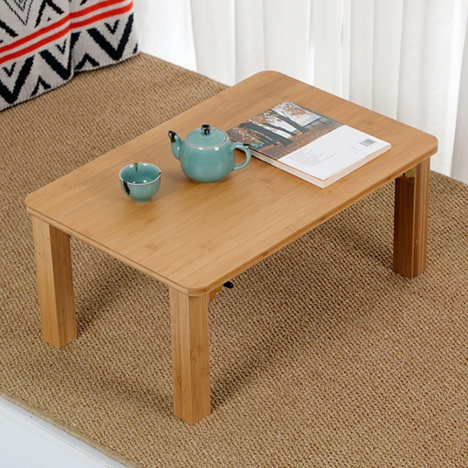 Table pliante en bambou portable et durable 3 niveaux style japonais