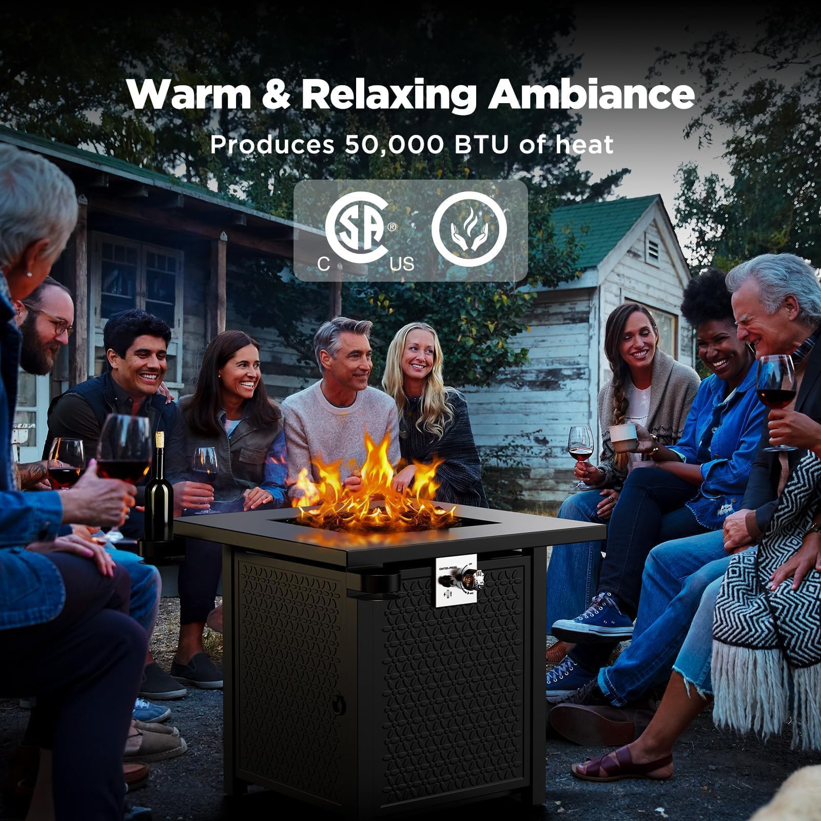 Ciays Propane Fire Pits 32 Inch Outdoor Gas Fire Pit