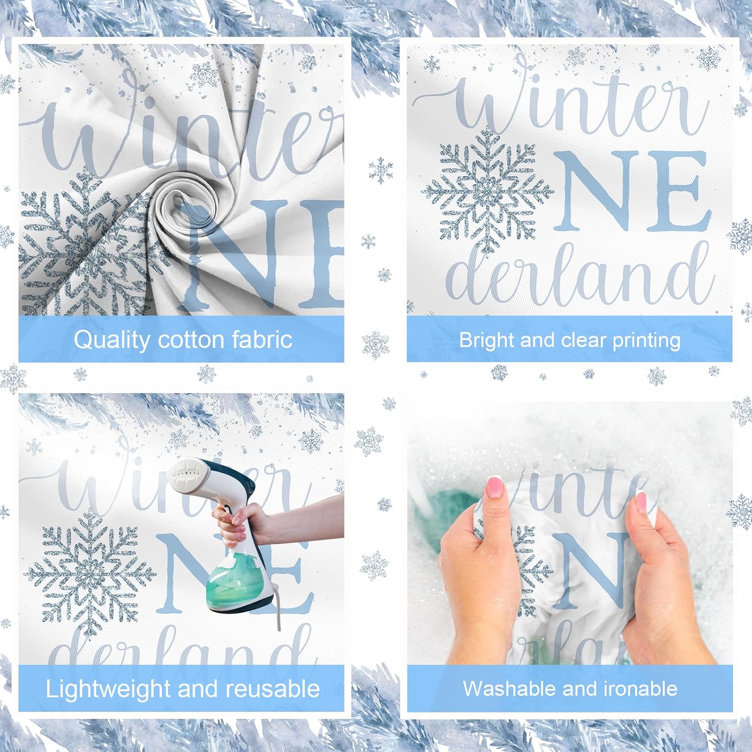 Avezano Winter Onederland 1st Birthday Party Decorations Blue Winter Onederland Backdrop Snowflake 1st Birthday Banner Boy First Bday Background 7 x 5 ft, 83 x 59 inch