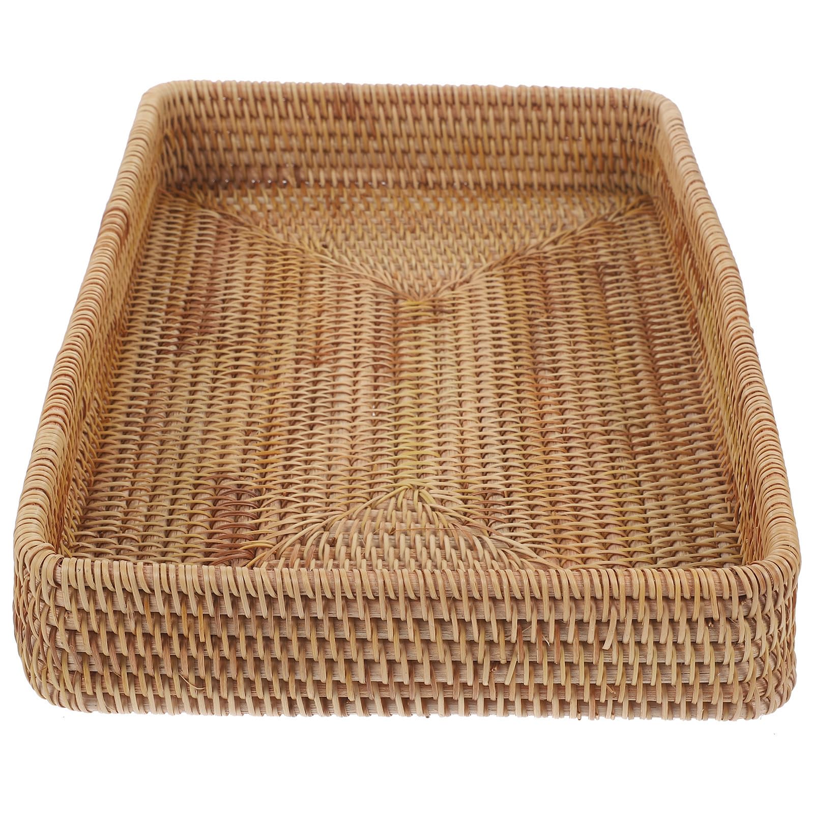 Ratán Rectangular Tejida a Mano Bandeja para Servir
