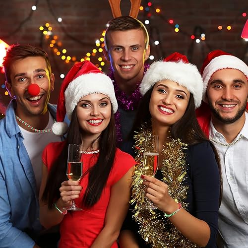 Miniatura 7 de Whaline 1200 cuentas de Navidad metálicas redondas de poni con cuerda elástica, cuentas de plástico para manualidades, color rojo, verde, plateado,